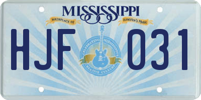 MS license plate HJF031