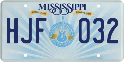 MS license plate HJF032