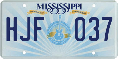 MS license plate HJF037