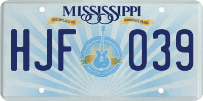 MS license plate HJF039