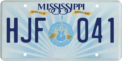 MS license plate HJF041