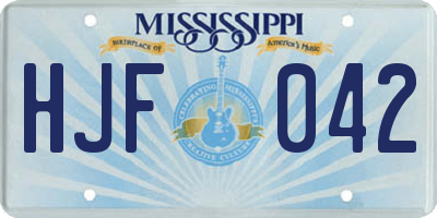 MS license plate HJF042