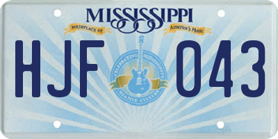 MS license plate HJF043