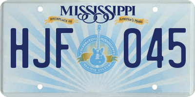 MS license plate HJF045