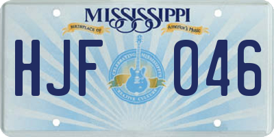 MS license plate HJF046