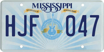MS license plate HJF047
