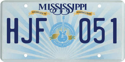 MS license plate HJF051