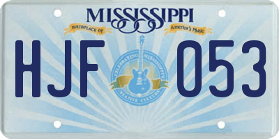 MS license plate HJF053