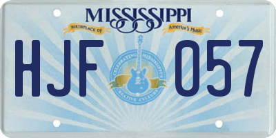 MS license plate HJF057