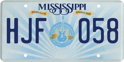 MS license plate HJF058