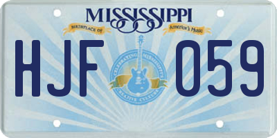 MS license plate HJF059