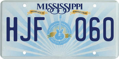 MS license plate HJF060