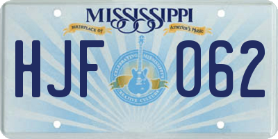 MS license plate HJF062