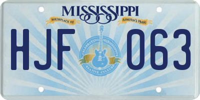 MS license plate HJF063