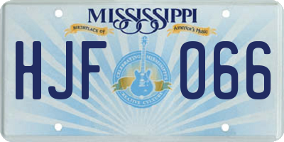 MS license plate HJF066