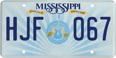 MS license plate HJF067