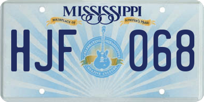 MS license plate HJF068