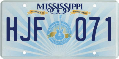 MS license plate HJF071