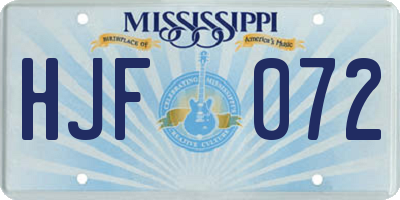 MS license plate HJF072