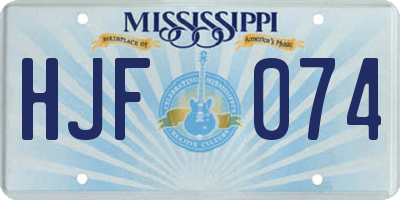 MS license plate HJF074