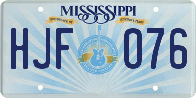 MS license plate HJF076