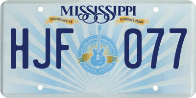MS license plate HJF077