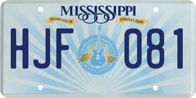 MS license plate HJF081