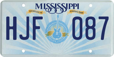 MS license plate HJF087