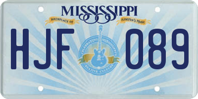 MS license plate HJF089