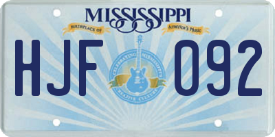 MS license plate HJF092