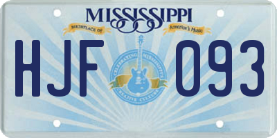 MS license plate HJF093