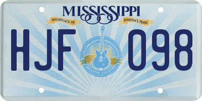 MS license plate HJF098