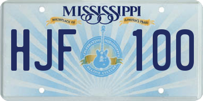 MS license plate HJF100