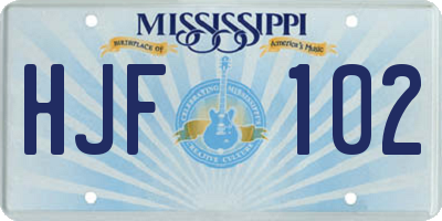 MS license plate HJF102