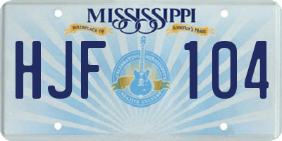 MS license plate HJF104