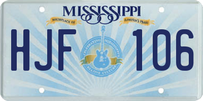 MS license plate HJF106