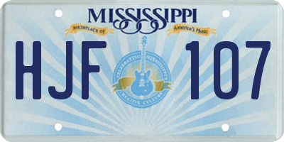 MS license plate HJF107
