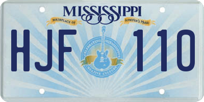 MS license plate HJF110