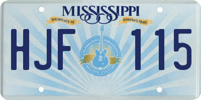 MS license plate HJF115