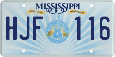 MS license plate HJF116