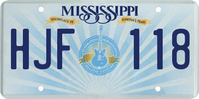 MS license plate HJF118