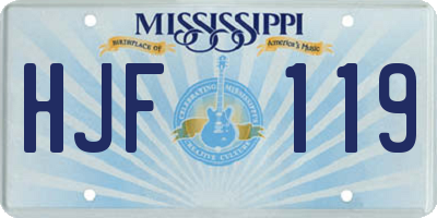 MS license plate HJF119