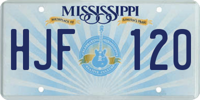 MS license plate HJF120