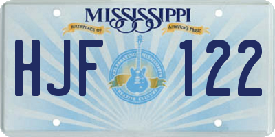MS license plate HJF122