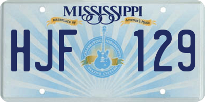 MS license plate HJF129