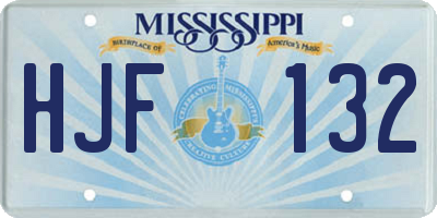 MS license plate HJF132