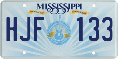 MS license plate HJF133