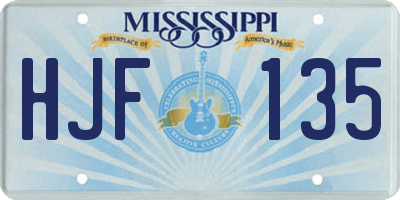 MS license plate HJF135