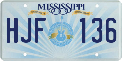 MS license plate HJF136