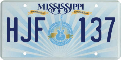 MS license plate HJF137